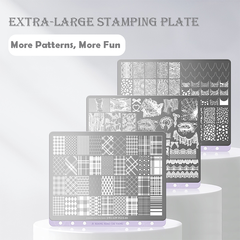 Extra-Large Stamping Plate Collection -Cute Cartoon Punk Graffiti Minimalist Futuristic Style Nail Art for DIY Manicure Salon Design Supplies Tools