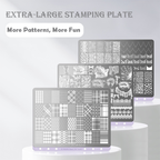 Extra-Large Stamping Plate Collection -Cute Cartoon Punk Graffiti Minimalist Futuristic Style Nail Art for DIY Manicure Salon Design Supplies Tools