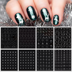 Christmas Stencils - Bells, Tree, Snowman Style Patterns Self-adhesive Reusable Gel Airbrush Nail Guides Decals Templates Stickers Supplies Vinyl for beginners easy DIY Manicure