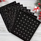 Christmas Stencils - Bells, Tree, Snowman Style Patterns Self-adhesive Reusable Gel Airbrush Nail Guides Decals Templates Stickers Supplies Vinyl for beginners easy DIY Manicure