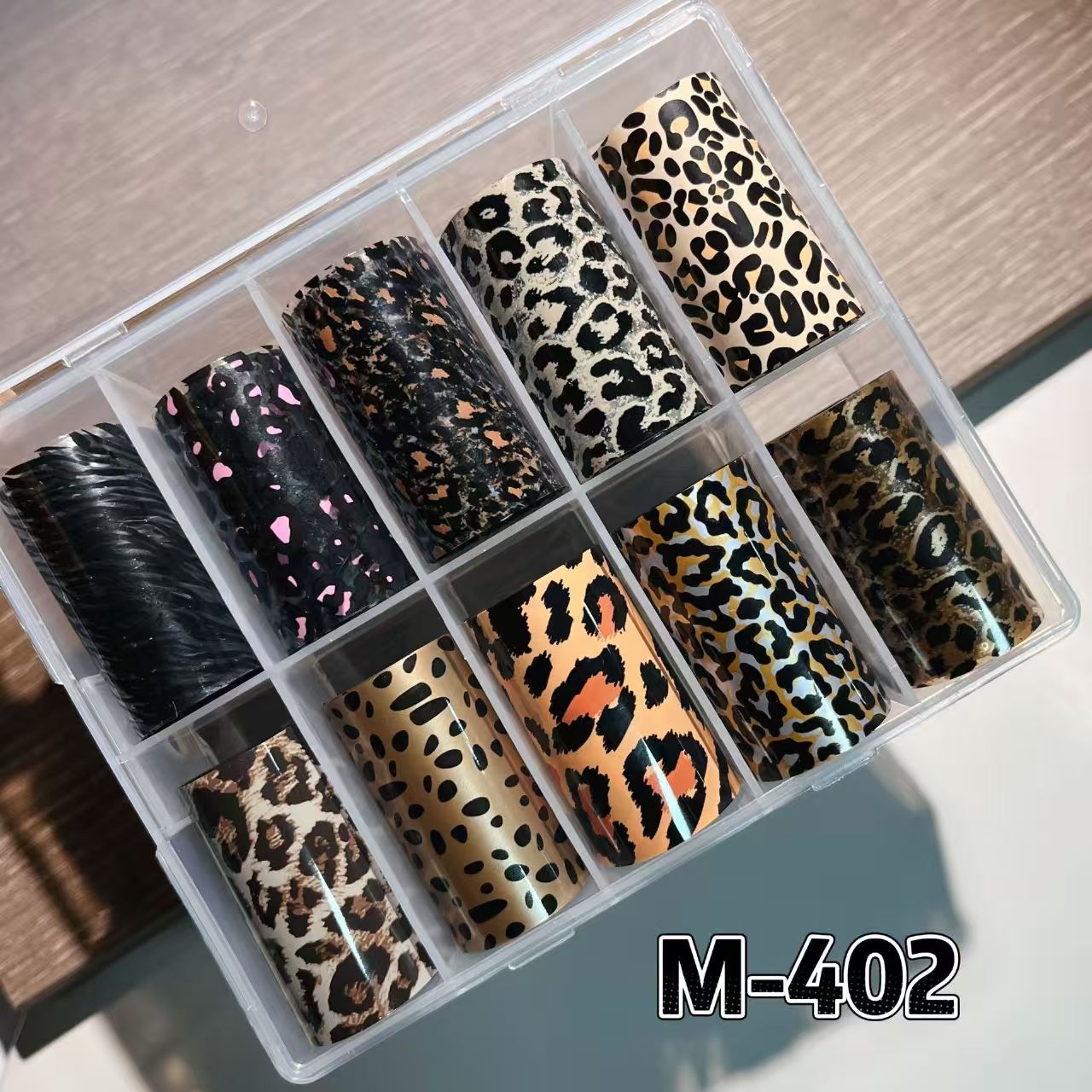 Animal Pattern Foil Transfer -10 Rolls/1 Box Snake Leopard Nail Art Transparent Colored Background Decals for DIY Decorations Supplies Design