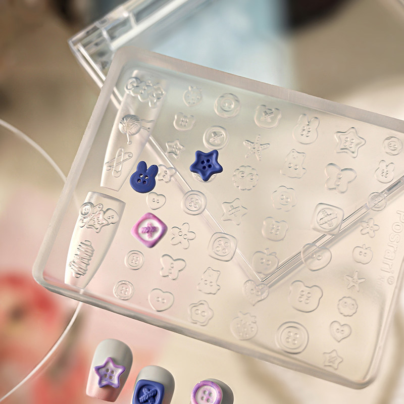 Button Silicone Mold - 5D Nail Art Charm Sculpture Decoration Carving Templates for DIY Precise Pattern