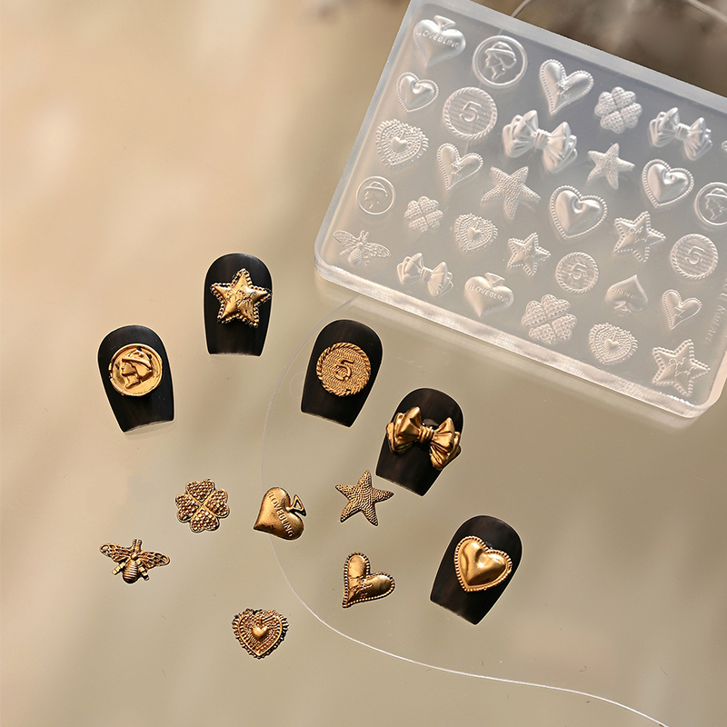 Textured Charms Silicone Mold - 5D Nail Art Charm Sculpture Decoration Carving Templates for DIY Precise Pattern