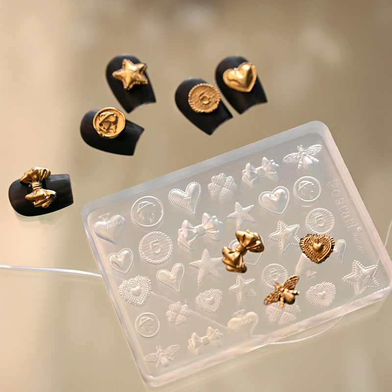 Textured Charms Silicone Mold - 5D Nail Art Charm Sculpture Decoration Carving Templates for DIY Precise Pattern