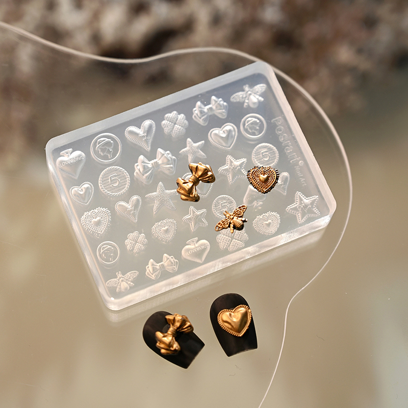 Textured Charms Silicone Mold - 5D Nail Art Charm Sculpture Decoration Carving Templates for DIY Precise Pattern