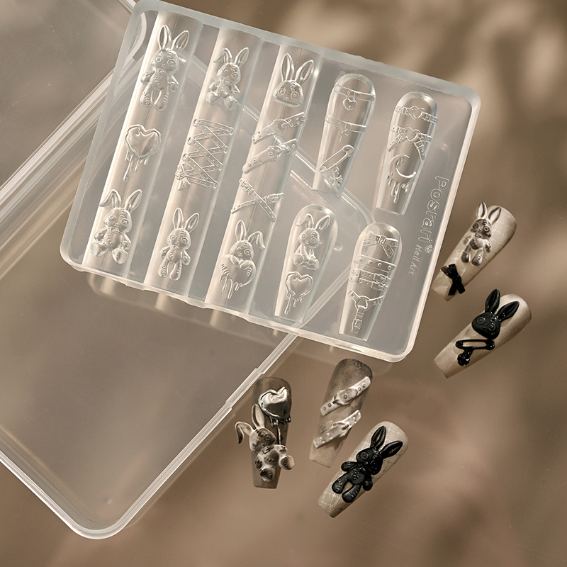 Bunny Silicone Mold - 5D Nail Art Charm Sculpture Decoration Carving Templates for DIY Precise Pattern