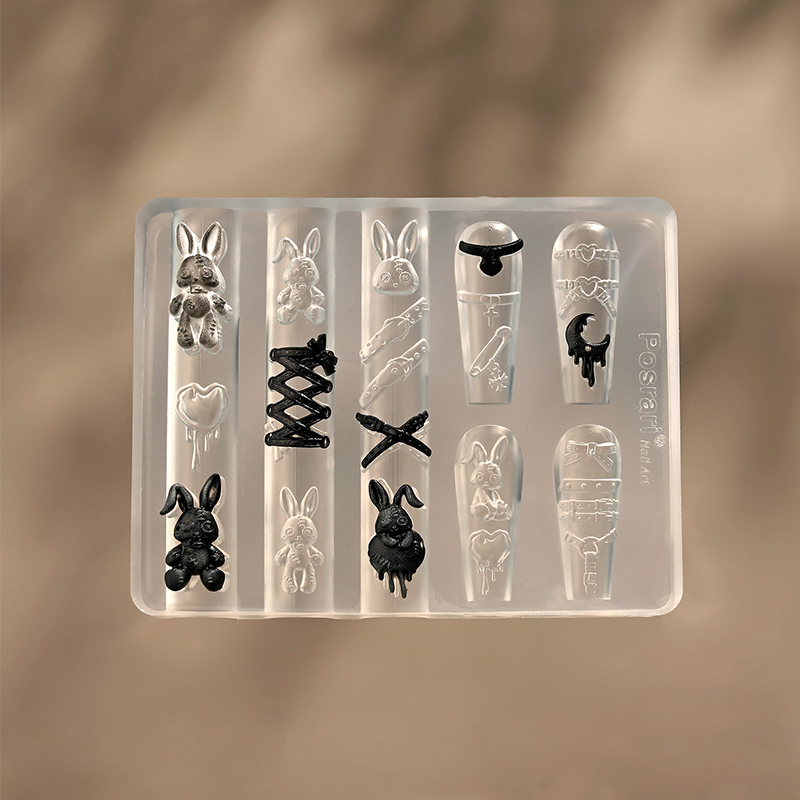 Bunny Silicone Mold - 5D Nail Art Charm Sculpture Decoration Carving Templates for DIY Precise Pattern