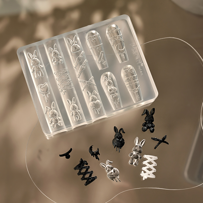 Bunny Silicone Mold - 5D Nail Art Charm Sculpture Decoration Carving Templates for DIY Precise Pattern