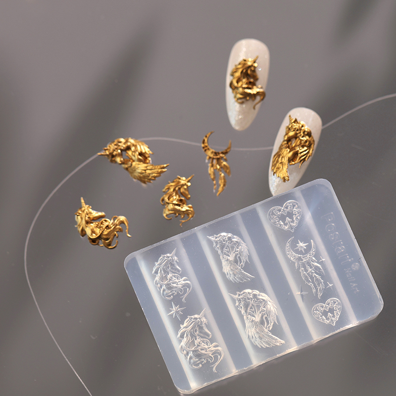 Unicorn Silicone Mold - 5D Nail Art Charm Sculpture Decoration Carving Templates for DIY Precise Pattern