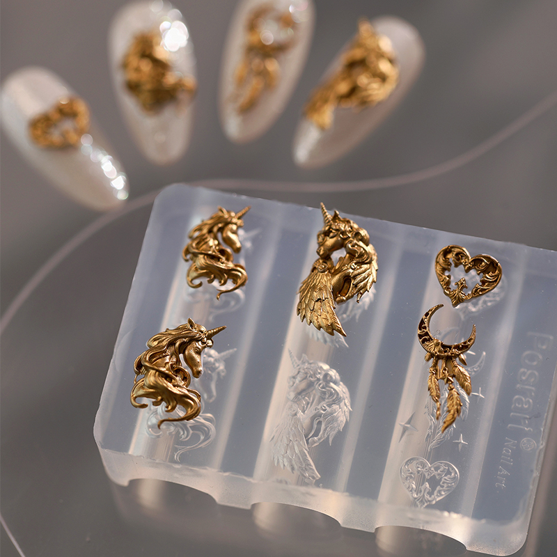 Unicorn Silicone Mold - 5D Nail Art Charm Sculpture Decoration Carving Templates for DIY Precise Pattern