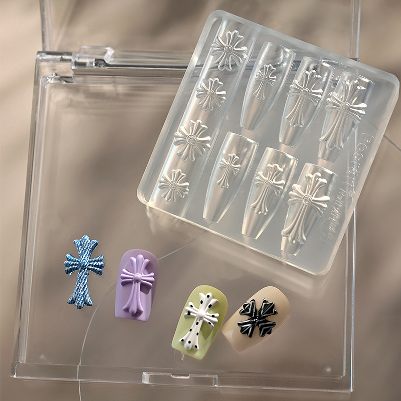 Cross Silicone Mold - 5D Nail Art Charm Sculpture Decoration Carving Templates for DIY Precise Pattern
