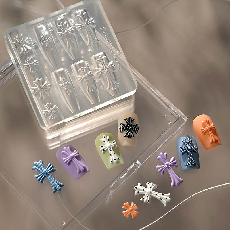Cross Silicone Mold - 5D Nail Art Charm Sculpture Decoration Carving Templates for DIY Precise Pattern