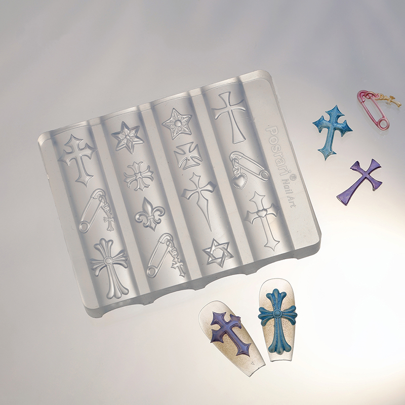 Cross Silicone Mold - 5D Nail Art Charm Sculpture Decoration Carving Templates for DIY Precise Pattern
