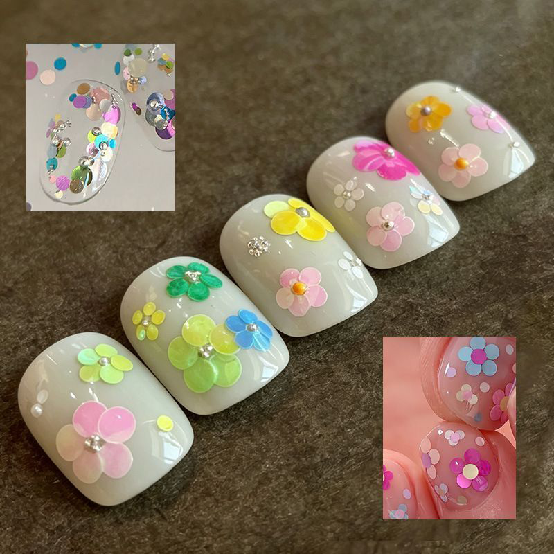 Dot Sequins - 12 Grids Ultra-Thin Zero-Lift Engineering Multiple Colors and Sizes 3D Holographic Colorful Circular Nail Art Glitter Supplies for Nails DIY Decorations