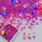 Halloween Sequins - Ultra-Thin Mix Skull Pumpkin Bat Ghost Cat Witch Design 3D Holographic Nail Art Glitter Supplies for Nails DIY Decorations