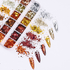 Maillard Hexagon Sequin - 12 Grids Ultra-Thin Zero-Lift Engineering Nail Art Glitter Supplies for Nails DIY Decorations