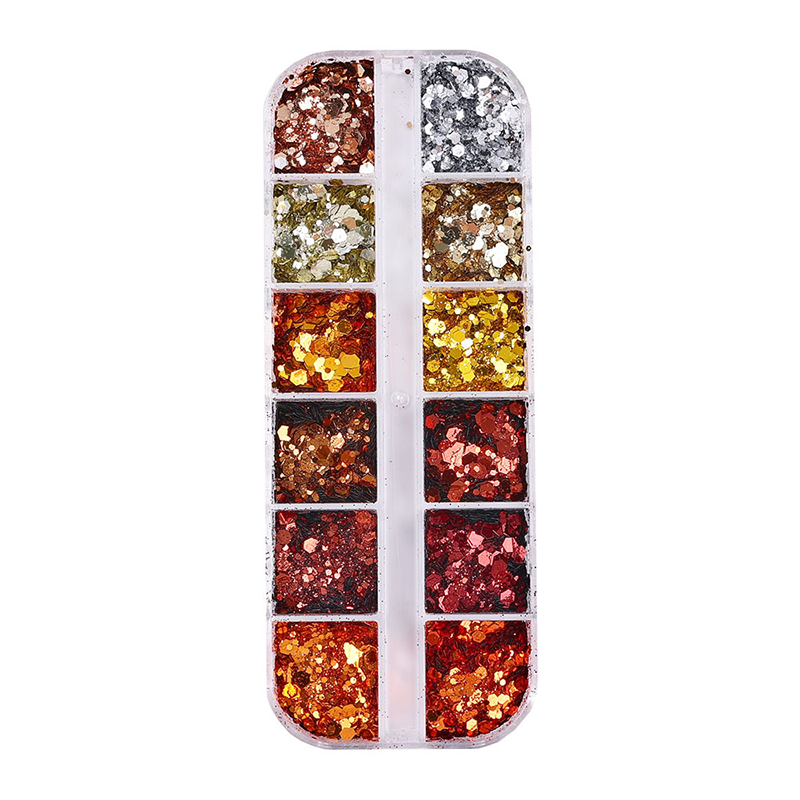Maillard Hexagon Sequin - 12 Grids Ultra-Thin Zero-Lift Engineering Nail Art Glitter Supplies for Nails DIY Decorations