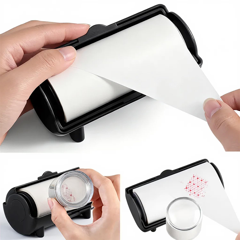 Nail Stamper Cleaner Roll - Adhesive Paper Stickers with Case for Stamping Gel Polish Removal, Lint Roll Cleaning Sheets, Nail Stamper Accessories Manicure Salon Supplies