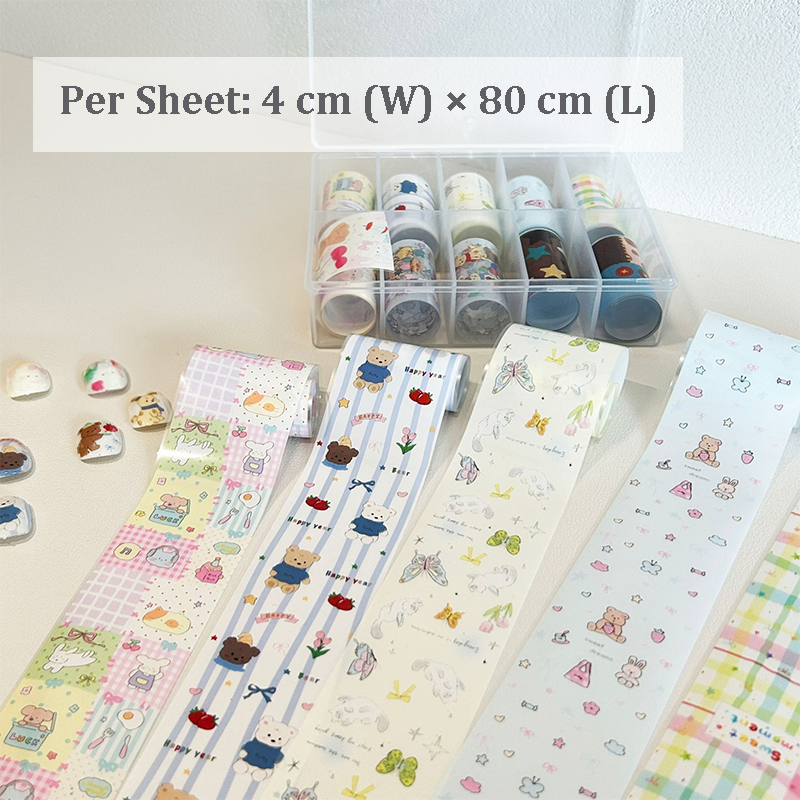 Cute Foil Transfer -1 Roll, 10 Rolls/1 Box Cream Color Korean Collage Nail Art Decals for DIY Decorations Supplies Design