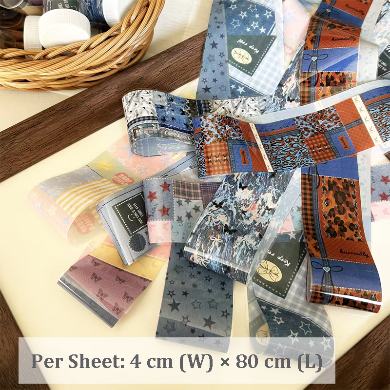 Denim Foil Transfer -1 Roll, 10 Rolls/1 Box Jeans Vintage Chic Nail Art Decals for DIY Decorations Supplies Design