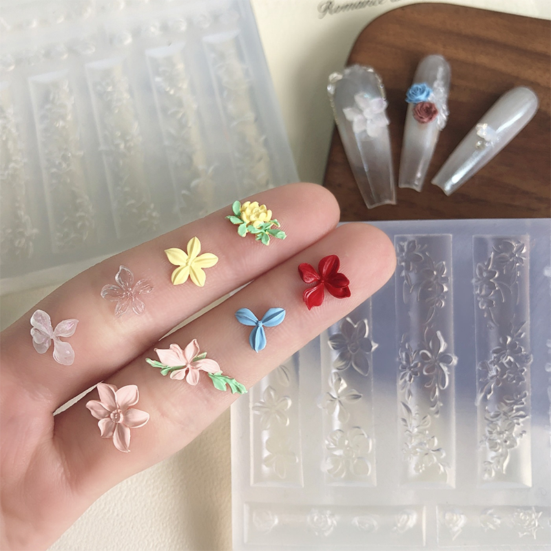 Floral Silicone Mold - 5D Nail Art Charm Sculpture Decoration Carving Templates for DIY Precise Pattern