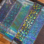 Transparent Iridescent  Foil Transfer -10 Rolls/1 Box Laser Starry Sky Star Holographic Nail Art Decals for DIY Decorations Supplies Design