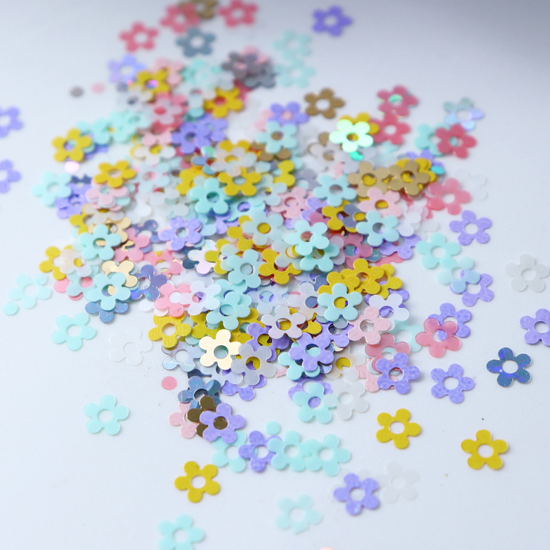 Plum Blossom Sequins - 6 Grids Thin Multiple Colors and Sizes 3D Holographic Colorful Circular Nail Art Glitter Supplies for Nails DIY Decorations