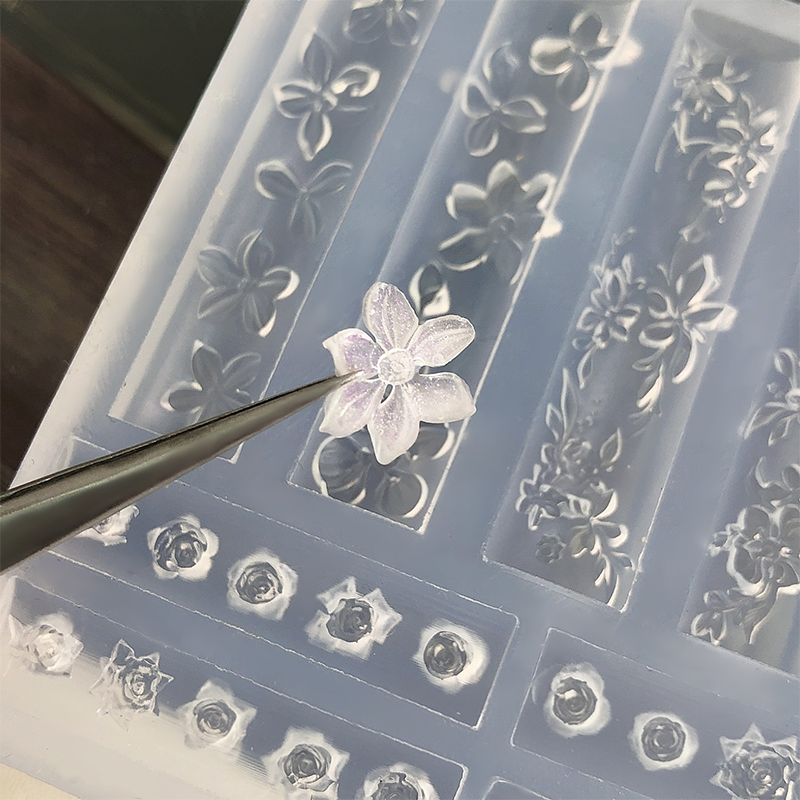Floral Silicone Mold - 5D Nail Art Charm Sculpture Decoration Carving Templates for DIY Precise Pattern
