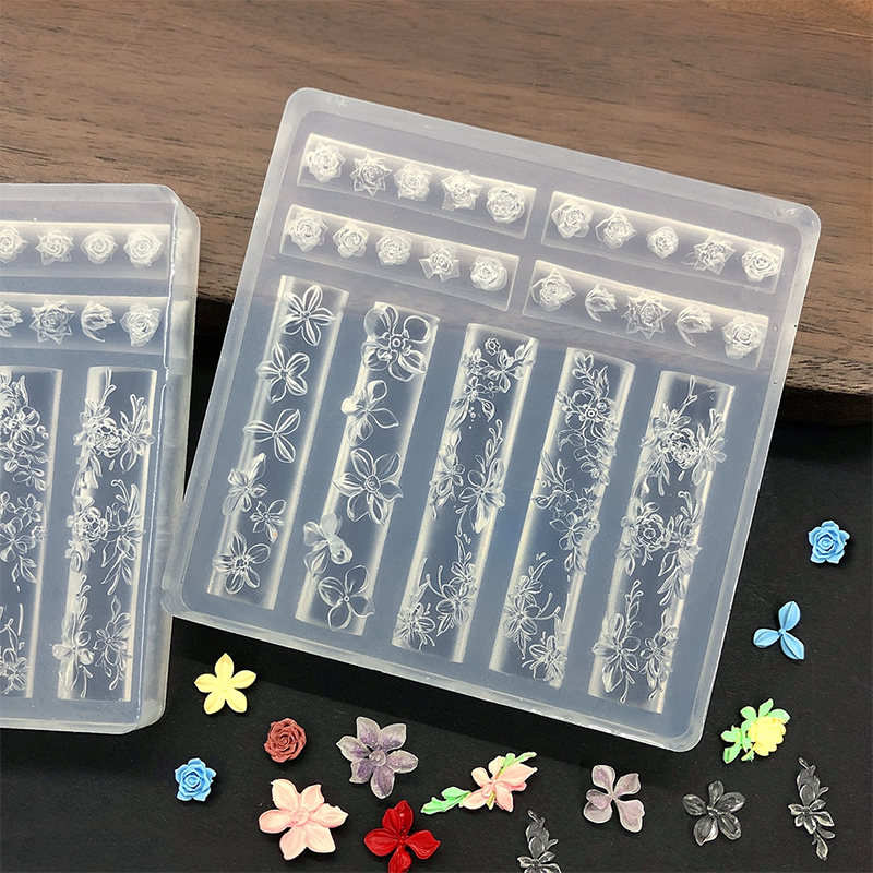 Floral Silicone Mold - 5D Nail Art Charm Sculpture Decoration Carving Templates for DIY Precise Pattern