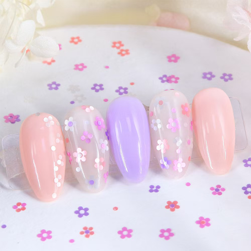 Plum Blossom Sequins - 6 Grids Thin Multiple Colors and Sizes 3D Holographic Colorful Circular Nail Art Glitter Supplies for Nails DIY Decorations