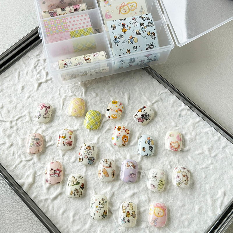 Cute Foil Transfer -1 Roll, 10 Rolls/1 Box Cream Color Korean Collage Nail Art Decals for DIY Decorations Supplies Design