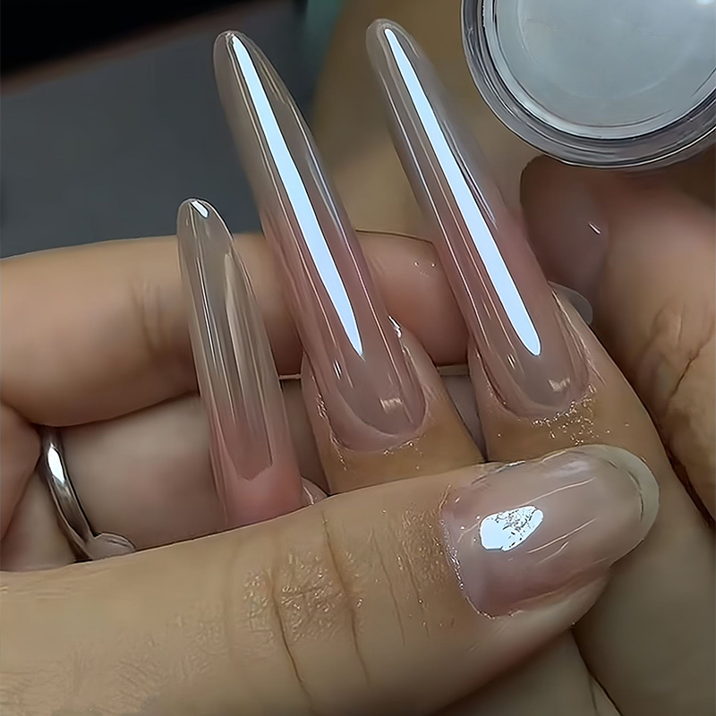 White Pearl Chrome Powder - Aurora Mermaid Chrome Nail Powder Magic Clear Pearlescent Mirror Effect Holographic Nail Glitter White Shimmer Glitter Pigment Dust for Nails Art Design