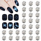 27Pcs Nail Magnet Squares for Beginner Professional - Grid Diagonals Pattern Designs Cat Eye Magnet Tool for Nail Art