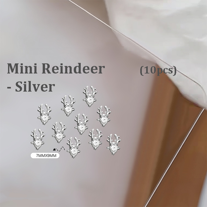 Christmas Charm - 10pcs Metallic Alloy Tree Box Mittens Nail 3D Art Accessories Easy-to-Apply for Beginner Professional Creative Eye-Catching Manicures