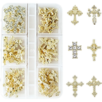 Cross Alloy With Rhinestones Charm - 6-Grid Metallic Alloy Nail Accessories Easy-to-Apply for Creative Eye-Catching Manicures