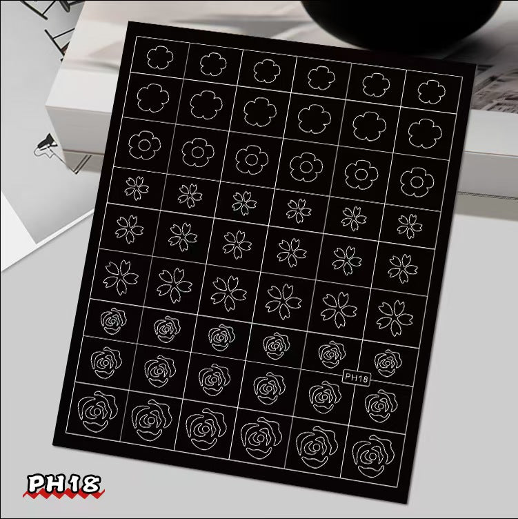 Flower Nail Stencils Stickers for Nail Art Hollow Nail Guides Decals Templates Supplies