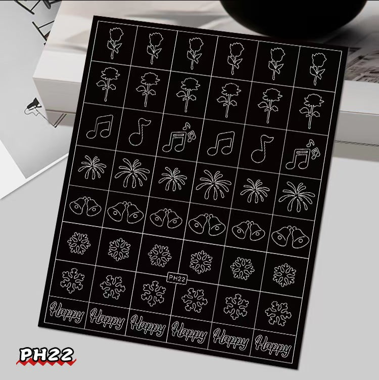 Flower Nail Stencils Stickers for Nail Art Hollow Nail Guides Decals Templates Supplies