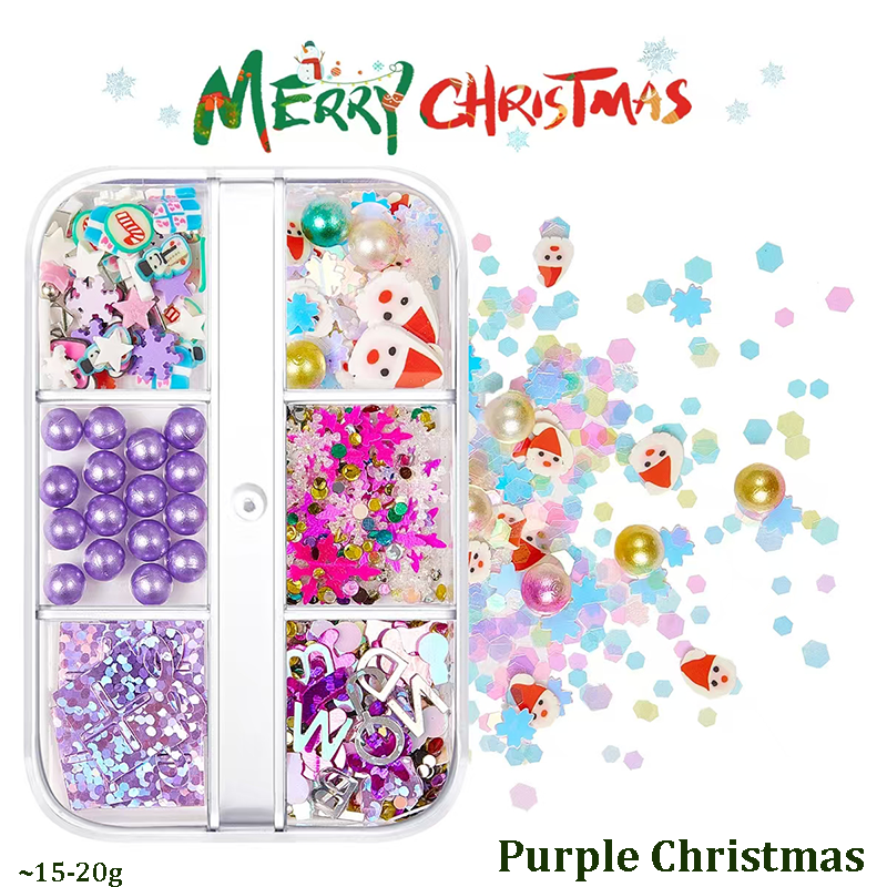 Christmas Clay + Sequins - Chunky Soft Polymer Clay Slices and Glitter Sequins Multiple Patterns Christmas Tree Pentagram Cruciform Star Triangle Round 3D Holographic Colorful Nail Art Glitter Supplies for Nails DIY Decorations