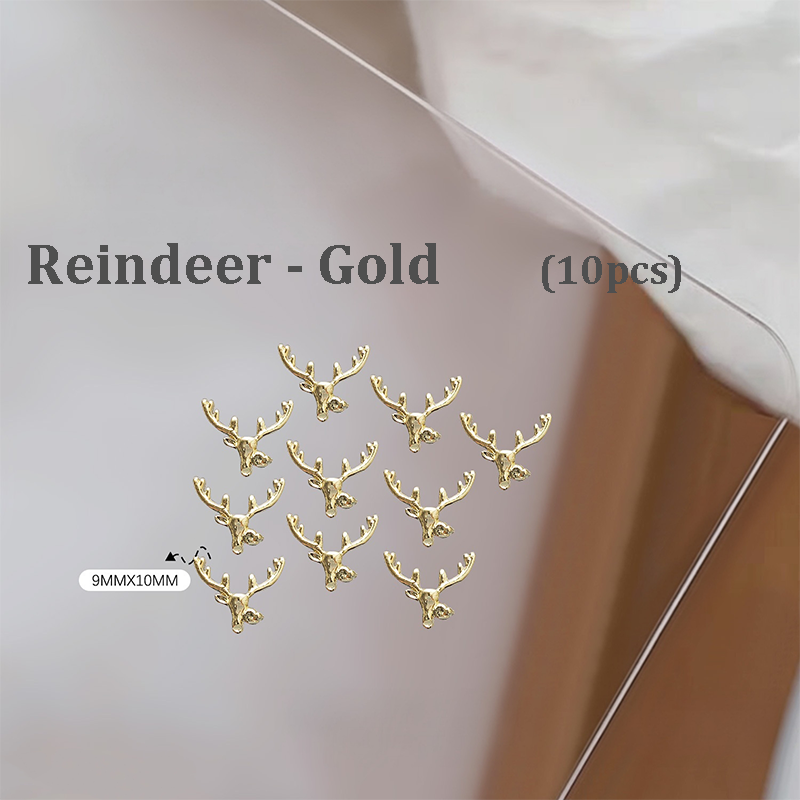 Christmas Charm - 10pcs Metallic Alloy Tree Box Mittens Nail 3D Art Accessories Easy-to-Apply for Beginner Professional Creative Eye-Catching Manicures