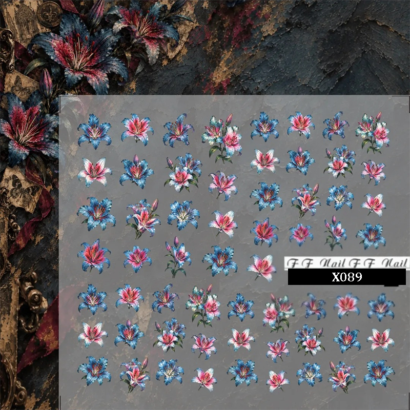 Floral Crystal Nail Transfer Stickers - Flower Cute Classic Style Patterns Self-adhesive Nail Decals Supplies for beginners easy DIY Manicure