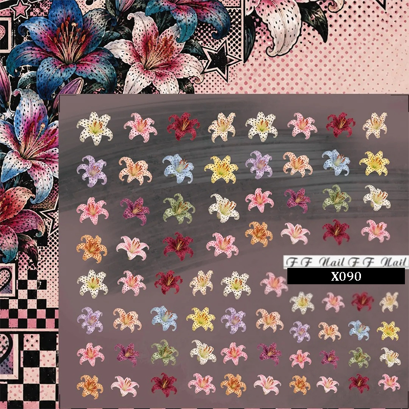Floral Crystal Nail Transfer Stickers - Flower Cute Classic Style Patterns Self-adhesive Nail Decals Supplies for beginners easy DIY Manicure