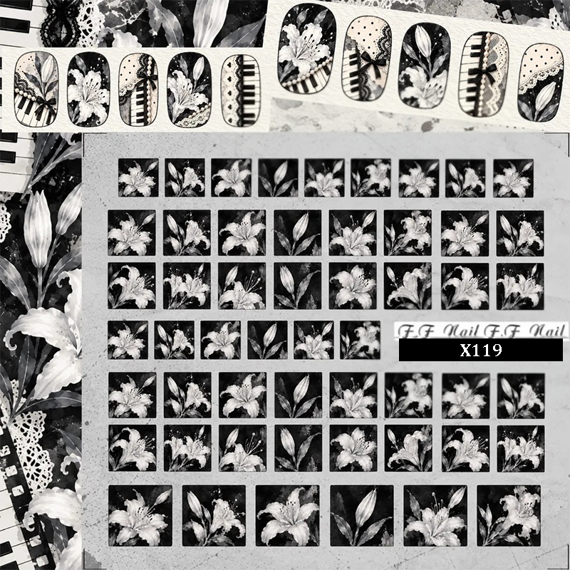 Floral Crystal Nail Transfer Stickers - Flower Cute Classic Style Patterns Self-adhesive Nail Decals Supplies for beginners easy DIY Manicure