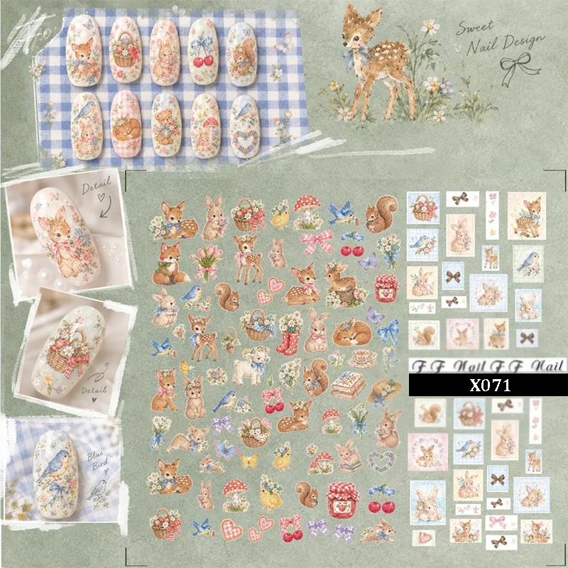 Animal Pattern Crystal Nail Transfer Stickers - Cute Classic Style Animal Patterns Self-adhesive Nail Decals Supplies for beginners easy DIY Manicure