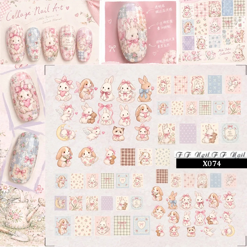 Animal Pattern Crystal Nail Transfer Stickers - Cute Classic Style Animal Patterns Self-adhesive Nail Decals Supplies for beginners easy DIY Manicure