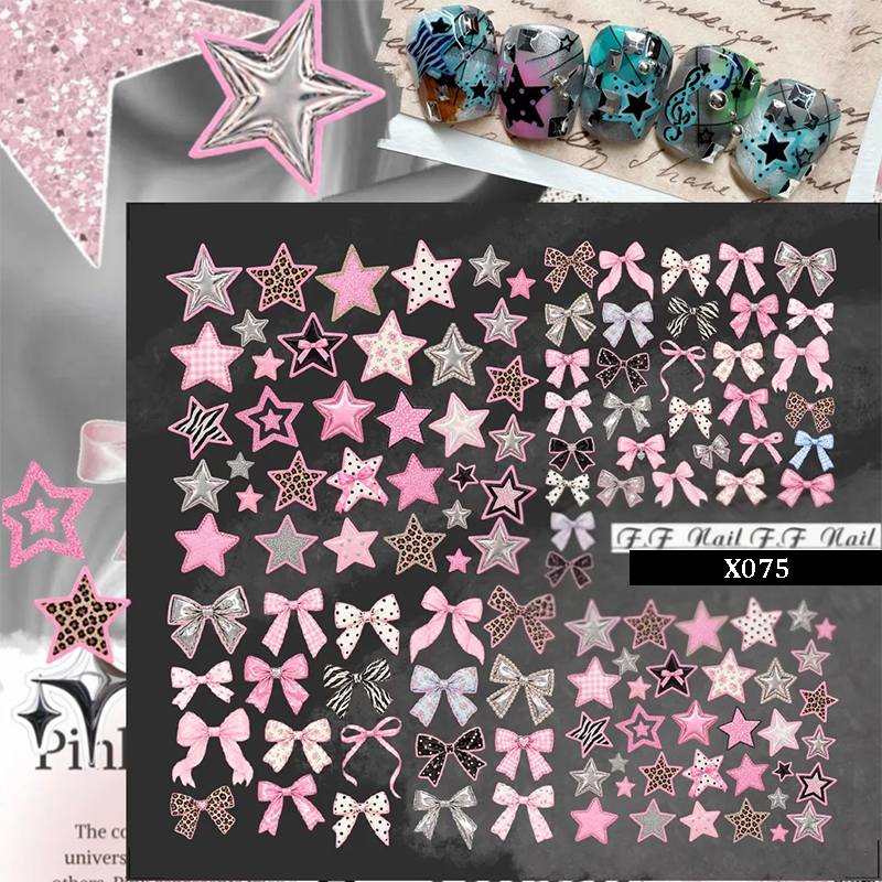 Star Crystal Nail Transfer Stickers - Cute Classic Star Style Patterns Self-adhesive Nail Decals Supplies for beginners easy DIY Manicure