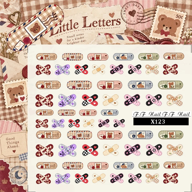 Goods Crystal Nail Transfer Stickers - Cute Classic Style Band-Aid Patterns Self-adhesive Nail Decals Supplies for beginners easy DIY Manicure