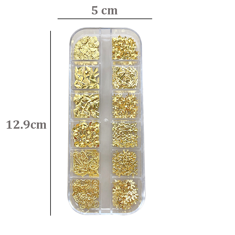 Christmas Charm - 12-Grid  Metallic Alloy Christmas Trees Nail 3D Art Accessories Easy-to-Apply for Beginner Professional Creative Eye-Catching Manicures
