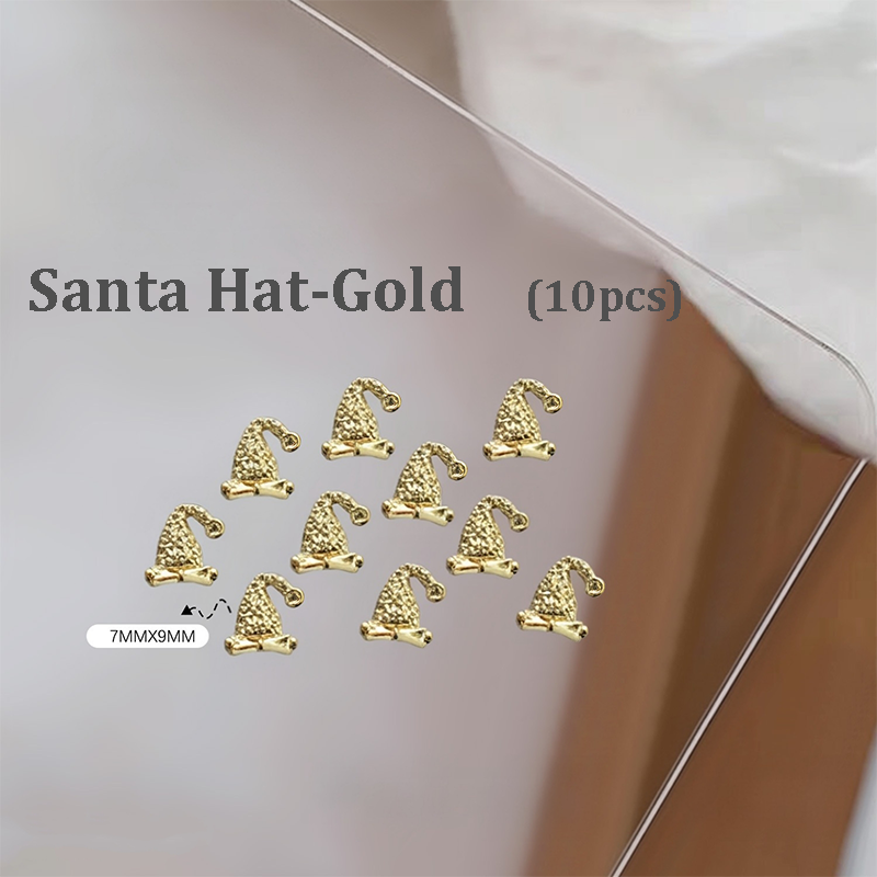 Christmas Charm - 10pcs Metallic Alloy Tree Box Mittens Nail 3D Art Accessories Easy-to-Apply for Beginner Professional Creative Eye-Catching Manicures