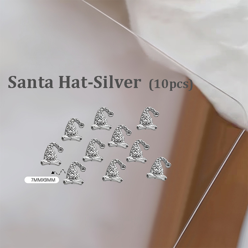 Christmas Charm - 10pcs Metallic Alloy Tree Box Mittens Nail 3D Art Accessories Easy-to-Apply for Beginner Professional Creative Eye-Catching Manicures