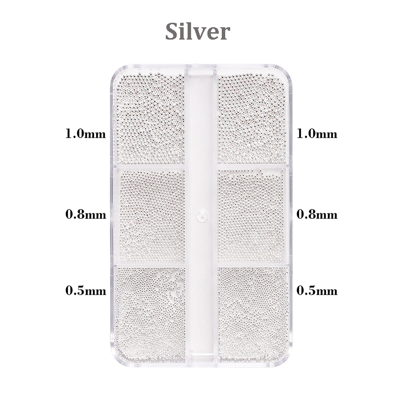 Metal Caviar Bead - 6-Grid 0.5 0.8 1.0mm Mini Small Nail Beads Metallic Alloy Nail 3D Art Accessories Charms and Gems Ball Gold Rhinestones Easy-to-Apply for Beginner Professional Creative Eye-Catching Manicures